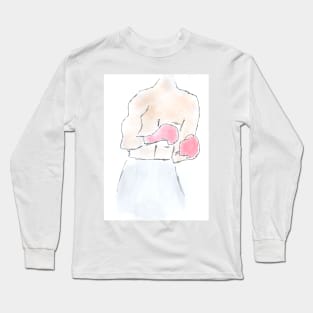 Boxer, boxing, sport. Watercolor, art decoration, sketch. Illustration hand drawn modern Long Sleeve T-Shirt